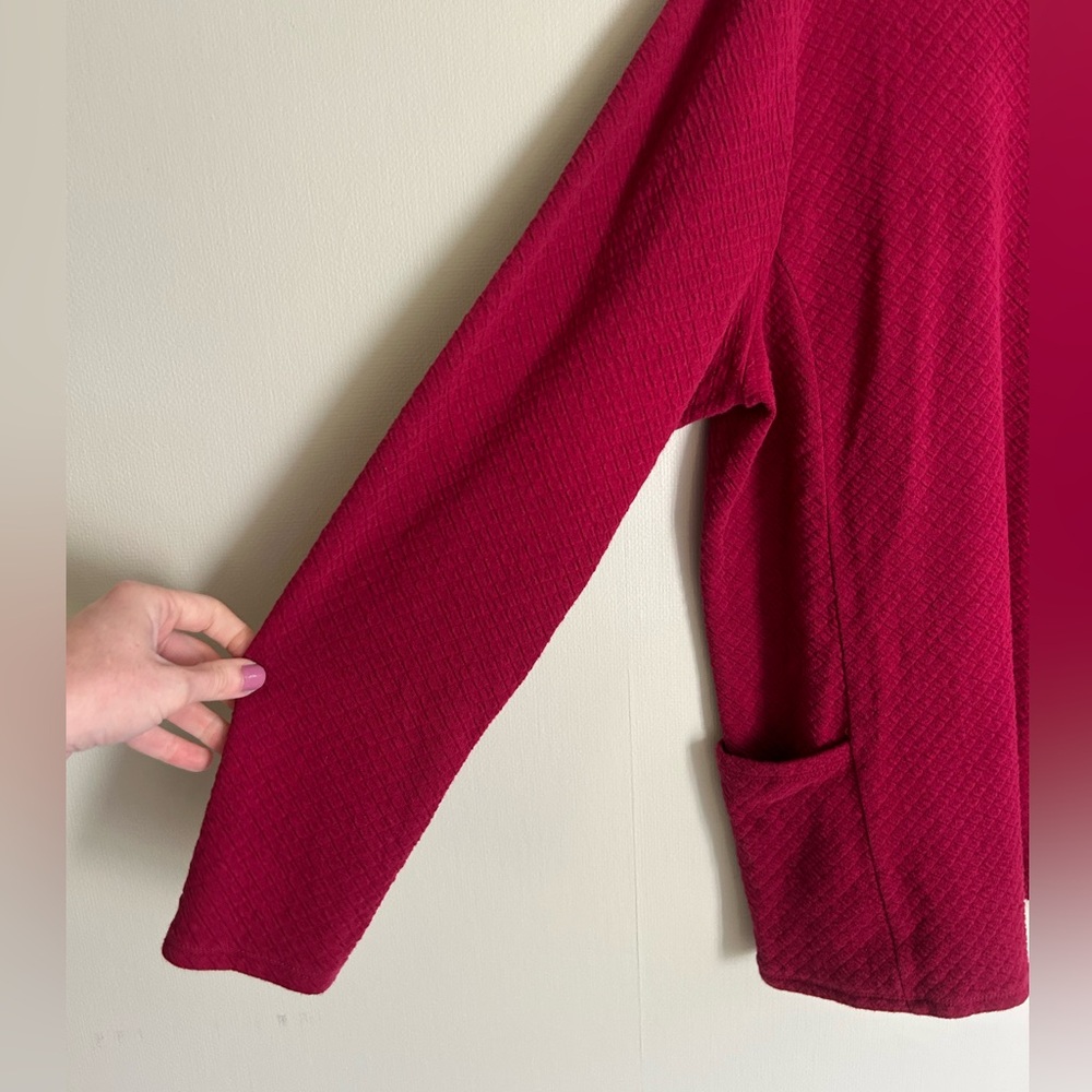 PURE JILL Red Quilted Knit Crew Pullover Long Sleeve Top Relaxed Comfort Size XL - Picture 4 of 15